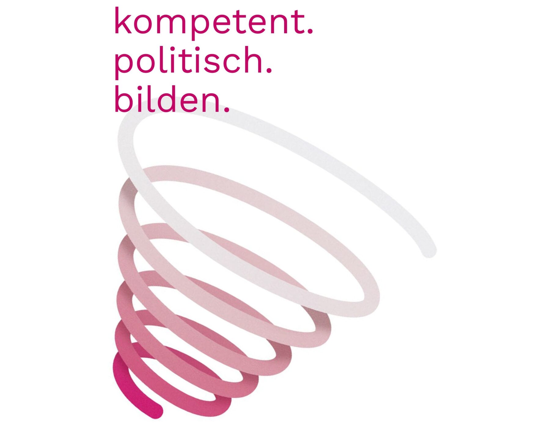 Grafik mit spiralförmigen Linien in verschiedenen Rottönen und den Worten 'kompetent. politisch. bilden.'